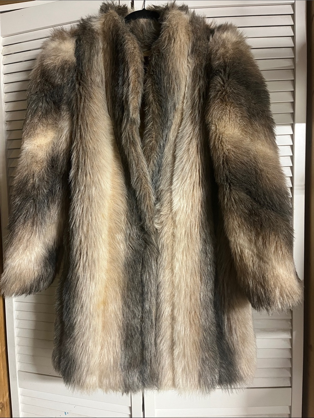 Vintage Jordache Multi-Tone Brown Faux Fur Coat